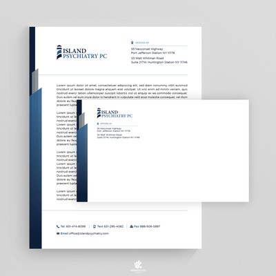 Island Psychiatry PC Letterhead and Envelope Design